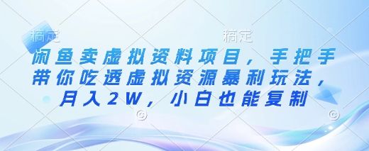 闲鱼卖虚拟资料项目，手把手带你吃透虚拟资源暴利玩法，月入2W，小白也能复制-七七项目网