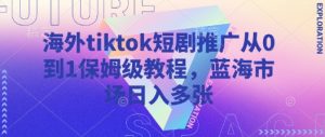 海外tiktok短剧推广从0到1保姆级教程，蓝海市场日入多张-七七项目网