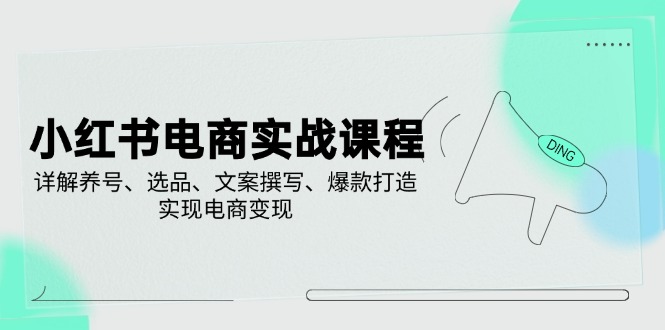 小红书电商实战课程，详解养号、选品、文案撰写、爆款打造，实现电商变现-七七项目网