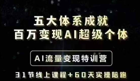 五大体系成就百万变现AI超级个体- AI流量变现特训营，一步一步教你一个人怎么年入百W-七七项目网