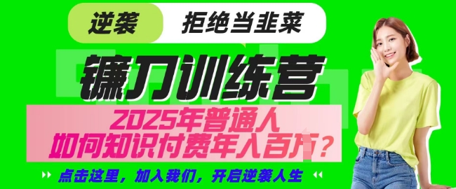 【网创项目终点站-镰刀训练营超级IP合伙人】25年普通人如何通过知识付费实现逆袭【揭秘】-七七项目网