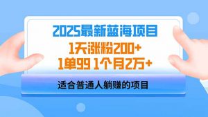 2025蓝海项目 1天涨粉200+ 1单99 1个月2万+-七七项目网