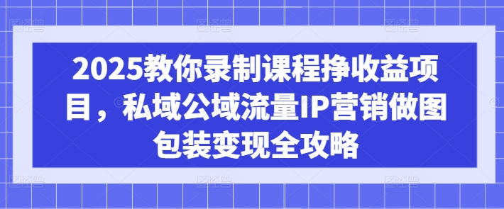 2025教你录制课程挣收益项目，私域公域流量IP营销做图包装变现全攻略-七七项目网