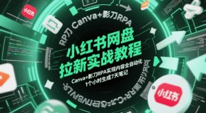 小红书网盘拉新实战教程,Canva+影刀RPA实现内容全自动化,1个小时生成7天笔记-七七项目网