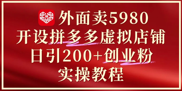 外面卖5980开设拼多多虚拟店铺：单日引流200+创业付费粉实战教程-七七项目网