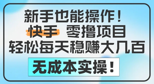 新手也能操作，快手零撸挣米，轻松每天挣2-5张，完全无成本-七七项目网
