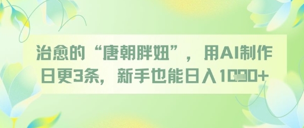 治愈的“唐朝胖妞”，用AI制作日更3条，新手也能日入多张-七七项目网