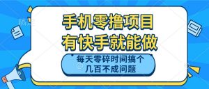 手机零撸项目，有快手就可以做，每天零碎时间搞个几百块不成问题-七七项目网