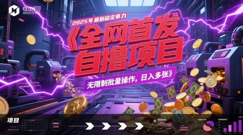 全网首发，2025年最新稳定暴力全自动自撸项目，无限制批量操作，日入多张【揭秘】-七七项目网