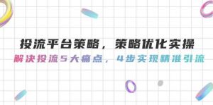 投流平台策略,策略优化实操,解决投流5大痛点,4步实现精准引流-七七项目网