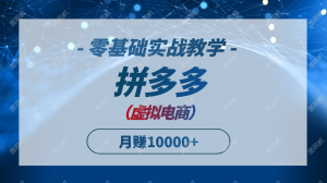 拼多多虚拟电商,零基础实战教学,快速打爆商品,新手也能月入10000+-七七项目网