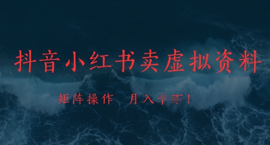 抖音小红书卖虚拟资料，市场需求一直存在，矩阵操作，月入1w+-七七项目网