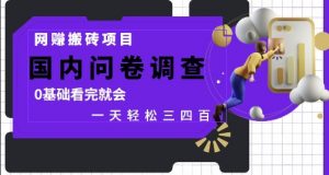 网创搬砖项目，国内问卷调查，0基础看完就会 一天轻松三四张，靠谱副业干就完了【揭秘】-七七项目网