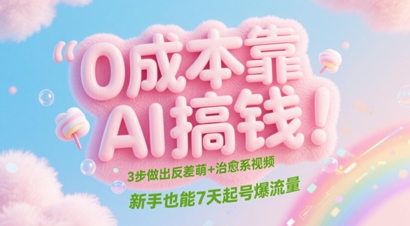 0成本靠AI搞钱！3步做出反差萌+治愈系视频，新手也能7天起号爆流量-七七项目网