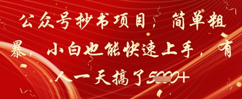 公众号抄书项目，简单粗暴，小白也能快速上手，有人一天搞了1k+-七七项目网