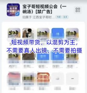 宝子哥头部团队短视频带货,以混剪为主,不需要真人出镜,不需要拍摄-七七项目网