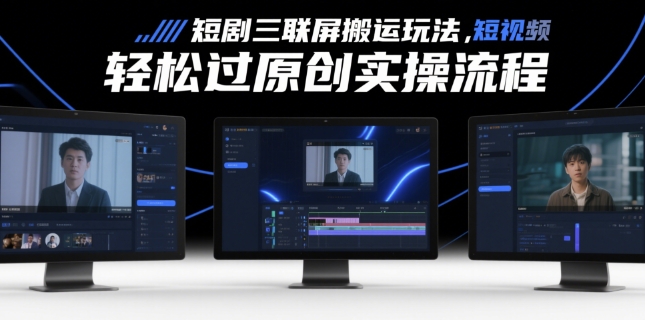 短剧三联屏搬运玩法，短剧搬运轻松过原创实操流程-七七项目网