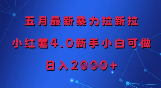 五月最新暴力拉新拉，小红薯4.0新手小白可做，日入多张-七七项目网