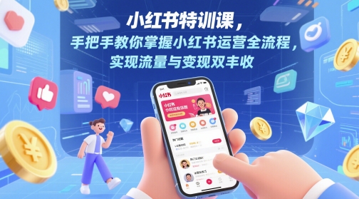 小红书特训课，手把手教你掌握小红书运营全流程，实现流量与变现双丰收-七七项目网