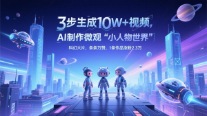 三步生成10W+视频，AI制作微观“小人物世界”科幻大片，条条万赞，1条作品涨粉2.3万-七七项目网