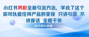 小红书男粉引流 学会了这个变现很容易，不讲废话全程针对男人的打法 全程干货-七七项目网