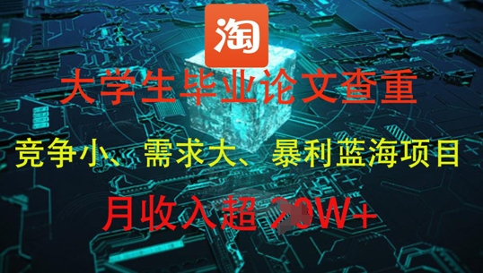 大学生毕业论文查重，暴利蓝海项目，月收入过1W+-七七项目网