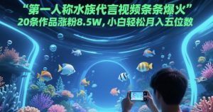 第一人称水族代言视频条条爆火，20条作品涨粉8.5W，小白轻松月入五位数-七七项目网