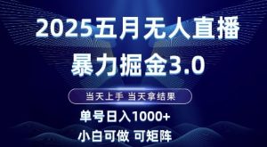 2025五月无人直播暴力掘金3.0，当天上手，当天拿结果，单号日入1k+小白可做可矩阵【揭秘】-七七项目网