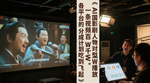 AI三国影视剧人物对口型唱歌玩法，一条视频百W千W播放，各平台的分成计划吃到飞起-七七项目网