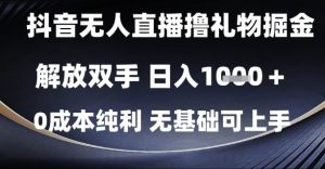 抖音无人直播撸礼物掘金,解放双手,日入1k,0成本纯利,无基础可上手【揭秘】-七七项目网