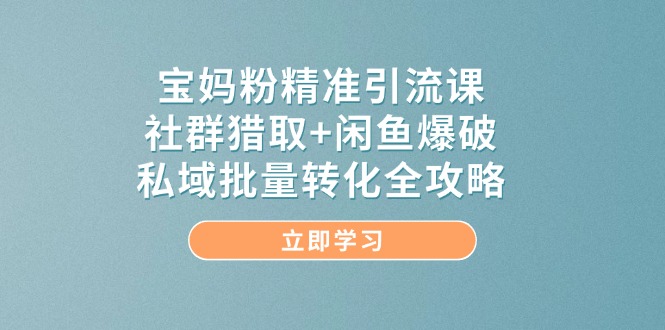 宝妈粉精准引流课，社群猎取+闲鱼爆破，私域批量转化全攻略-七七项目网