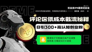评论区低成本引流秘籍,精准钩子直击用户,单账号日增300+创业粉,日稳...-七七项目网