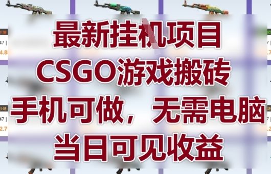 最新挂G项目，CSGO游戏搬砖，手机可做，无需电脑，当日见收益【揭秘】-七七项目网