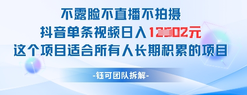 不露脸不直播不拍摄抖音单条视频日入1k+这个项目适合所有人长期积累的项目-七七项目网