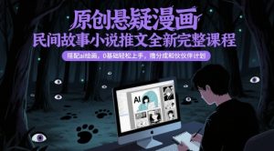 原创悬疑漫画民间故事小说推文全新完整课程， 搭配ai绘画，0基础轻松上手，撸分成和伙伴计划-七七项目网