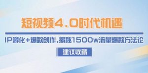短视频4.0时代机遇：IP孵化+爆款创作，揭秘1500w流量爆款方法论-七七项目网