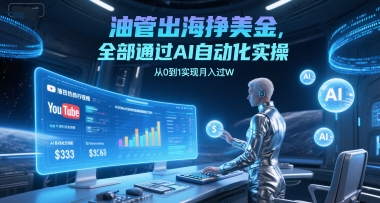 油管出海挣美金，全部通过AI自动化实操，从0到1实现月入过W-七七项目网