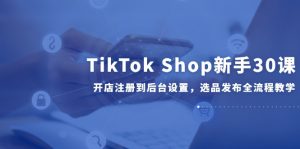 TikTok Shop新手30课,开店注册到后台设置,选品发布全流程教学-七七项目网
