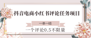 抖音电商小红书评论任务项目，一个评论0.5，一单一结 不限量-七七项目网
