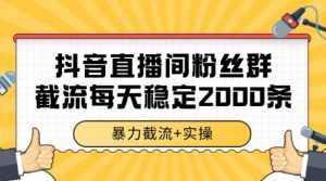 抖音直播间粉丝群暴力截流，一台电脑每天稳定2000条数据【揭秘】-七七项目网