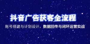 抖音广告获客全流程，账号搭建与计划设计，数据回传与闭环运营实战-七七项目网
