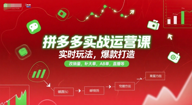 拼多多实战运营课，实时玩法，爆款打造，改销量，补大单，AB单，直播等(更新2025月)-七七项目网