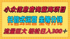 稳定日入300+,小众信息查询蓝海项目,全程懒人式托管,解放你的时间-七七项目网