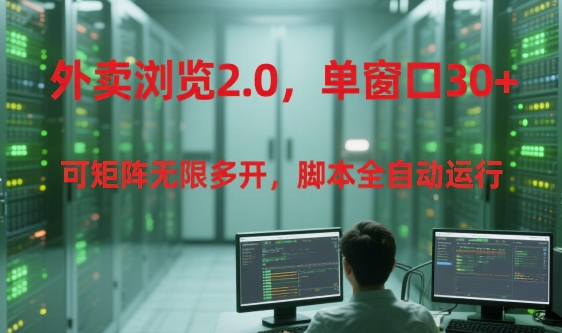 外卖浏览2.0，单窗口30+可矩阵无限多开，脚本全自动运行【揭秘】-七七项目网