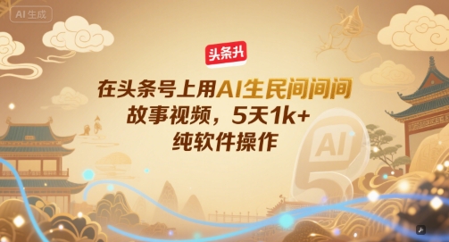 在头条号上用AI生民间故事视频，5天1k+，纯软件操作-七七项目网
