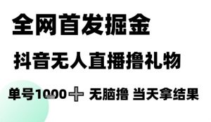全网首发掘金抖音无人直播撸礼物，单号1k +无脑撸，当天拿结果【揭秘】-七七项目网