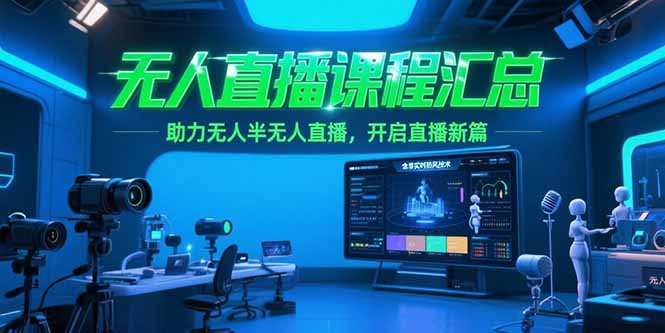 无人直播课程汇总，含非实时防风技术，助力无人半无人直播，开启直播新篇-七七项目网