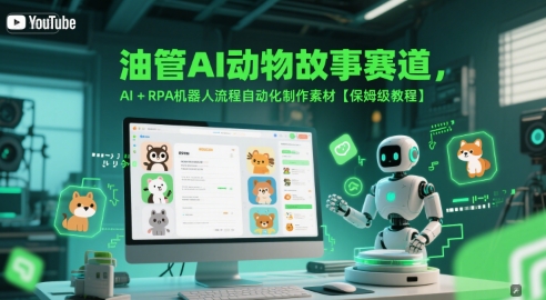 油管AI动物故事赛道，AI+RPA机器人流程自动化制作素材【保姆级教程】-七七项目网