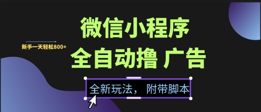 微信小程序全自动撸广告项目，彻底解决没流量的问题，新手一天8张+【揭秘】-七七项目网