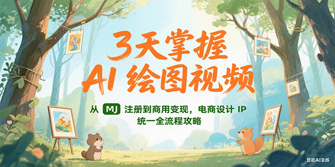 3天掌握AI绘图视频，从MJ 注册到商用变现，电商设计IP统一全流程攻略-七七项目网